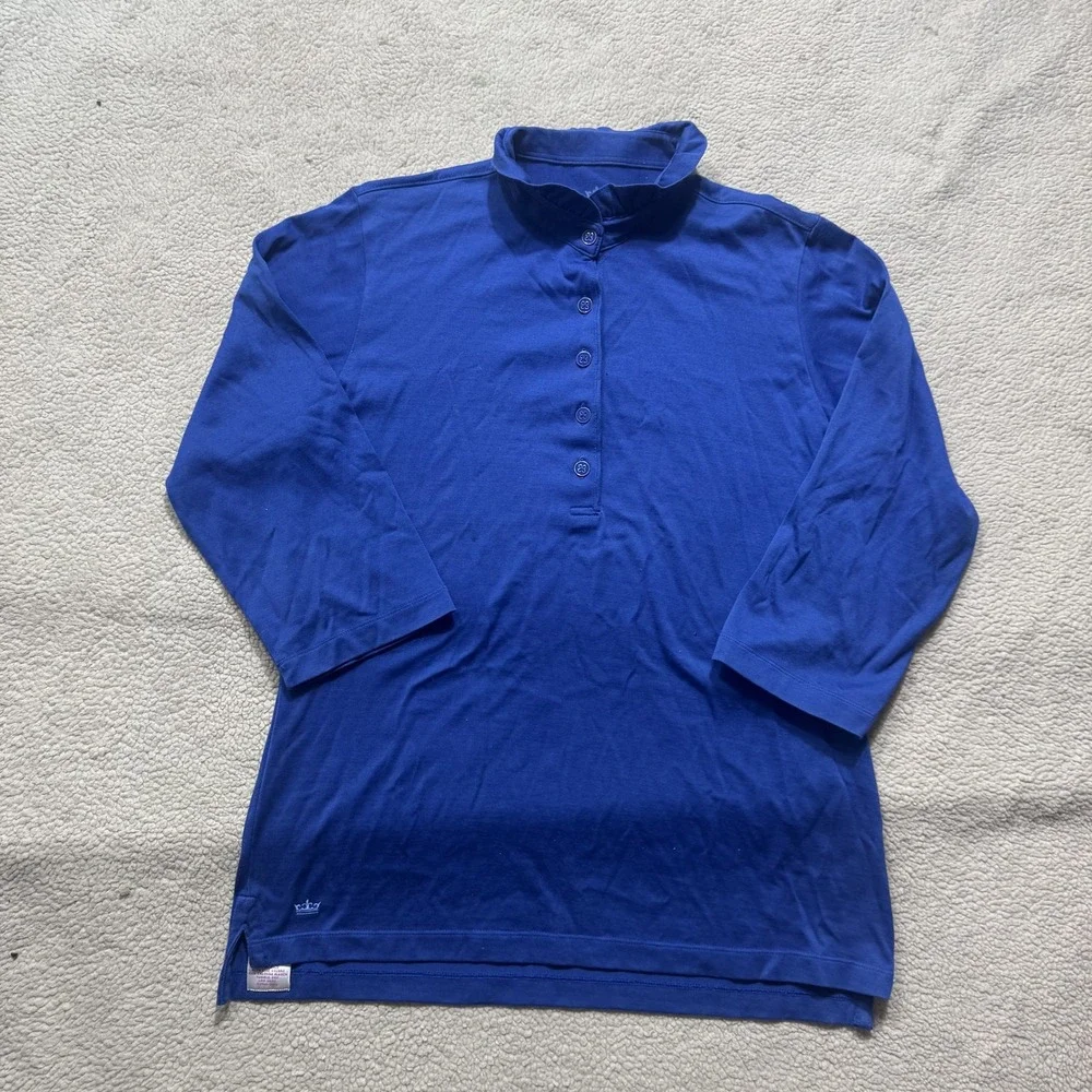Peter Millar Pullover Shirt Mens Medium Blue Mock Neck Long Sleeve Golf Casual